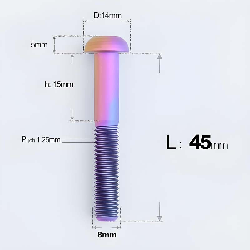 M8x15-50mm Titanium Button Head Bolts for Bicycle & Motorcycle Brake Caliper Fastening
