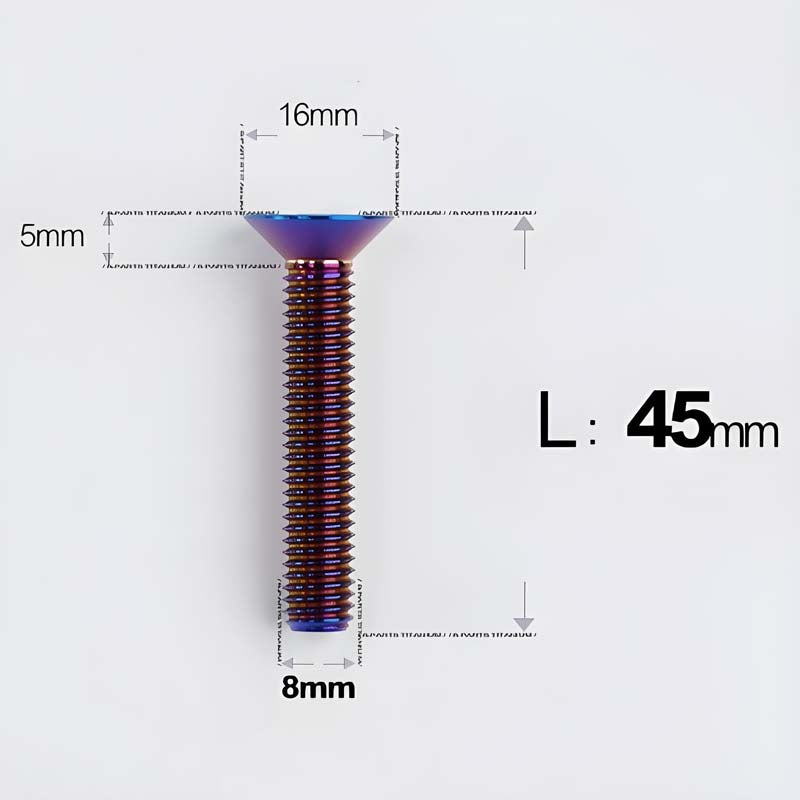 M8x16-85mm Titanium Flat Head Countersunk Bolts For E-bike and Motorcycle