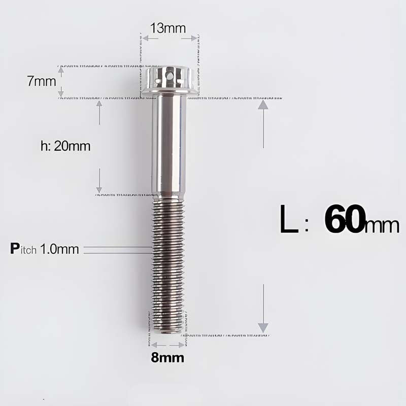 M8x20-60mm Titanium Motorcycle Bolts with 1mm Pitch