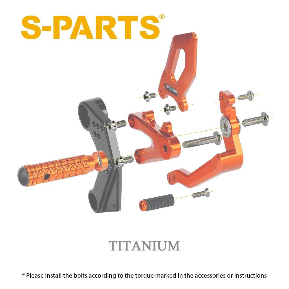 Titanium Bolt Kit for KTM DUKE 790 Rearsets – Left (8pcs) or Right (18pcs) Footpeg Screws