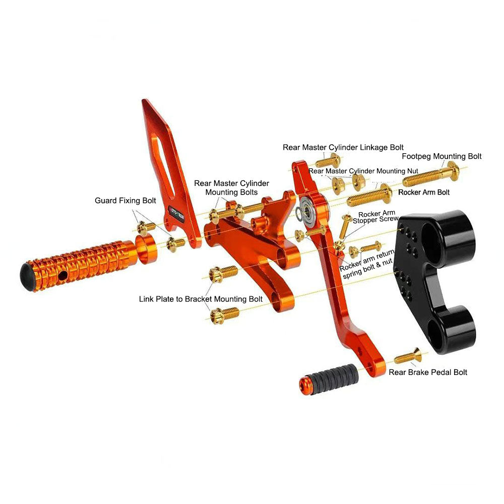 Titanium Bolt Kit for KTM DUKE 790 Rearsets – Left (8pcs) or Right (18pcs) Footpeg Screws