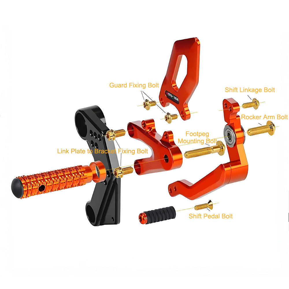 Titanium Bolt Kit for KTM DUKE 790 Rearsets – Left (8pcs) or Right (18pcs) Footpeg Screws