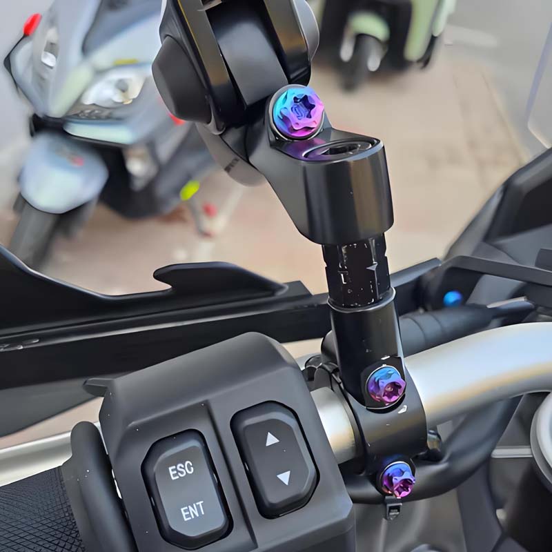 Titanium Mirror Bolt Kit for TANAX AOS4 / AOS3 – Handlebar Mount Screws for Motorcycle Modification