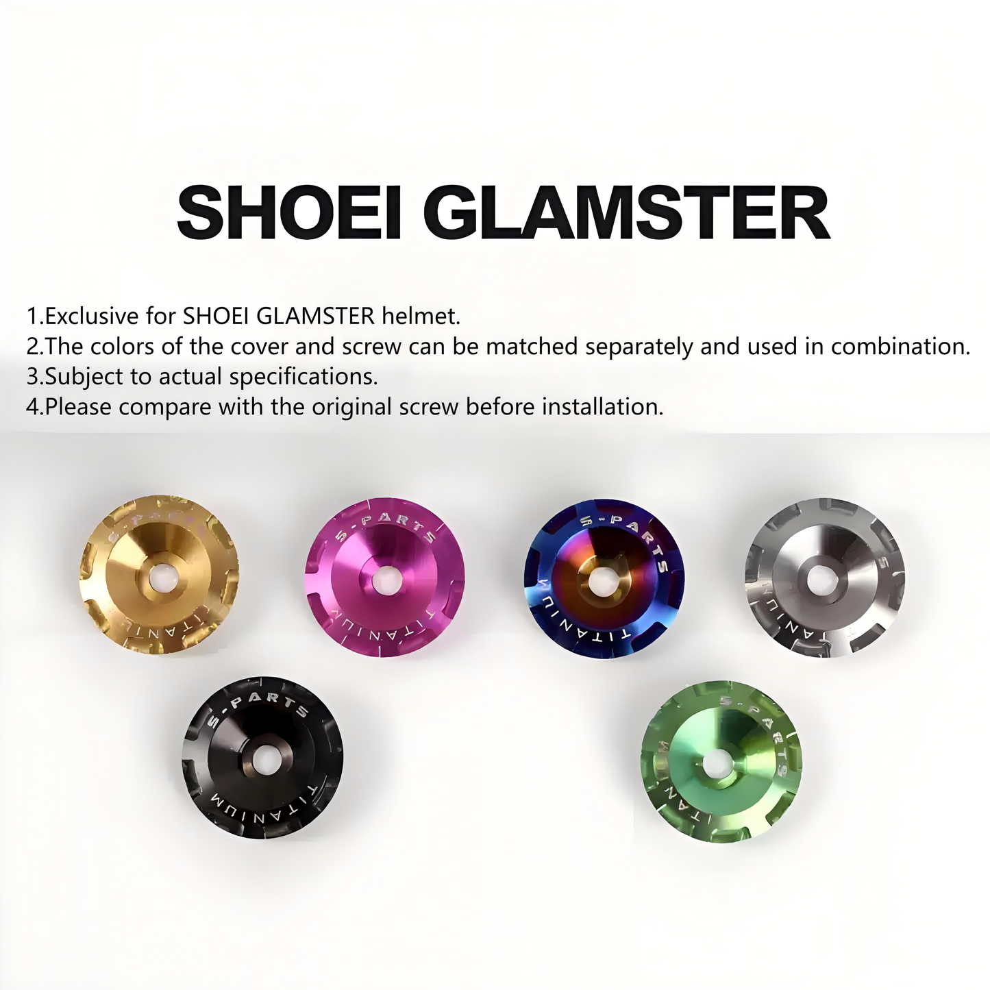 Titanium Visor Pivot Washer & Bolts Kit for SHOEI Glamster Helmet