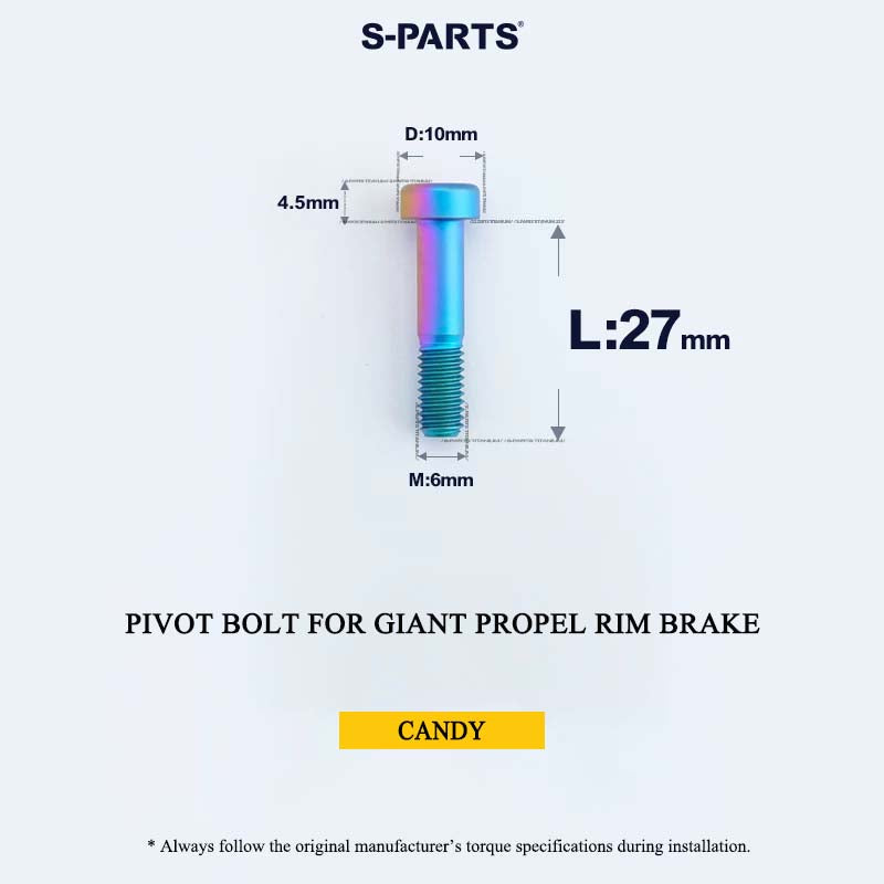Grade 5 Titanium Brake Caliper Pivot Bolt for Giant Propel Rim Brake | M6×27mm