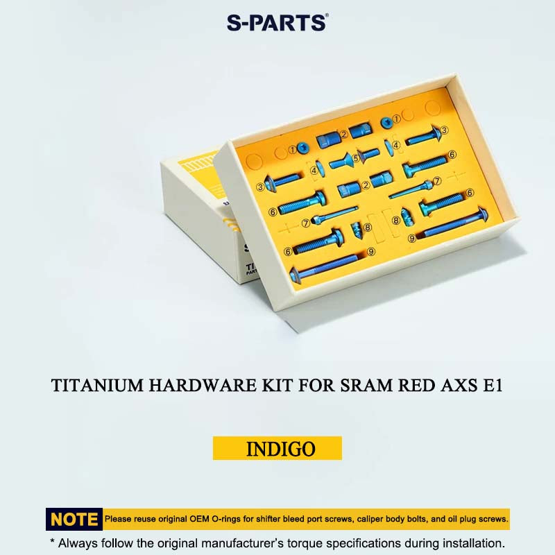 Grade 5 Titanium Hardware Kit for SRAM RED AXS E1 Disc Brakes (22-Piece Set)