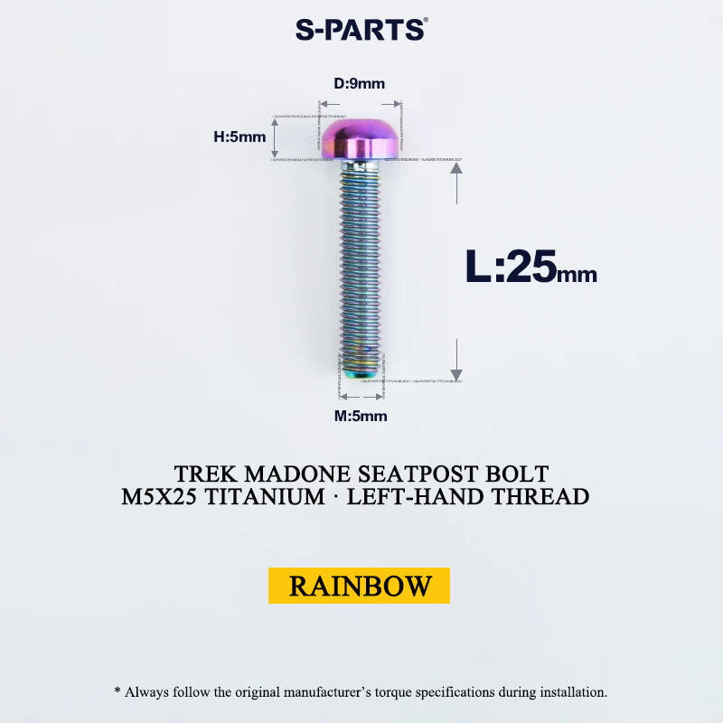 Trek Madone M5x25mm Grade 5 Titanium Left-Hand Thread Seatpost Screw