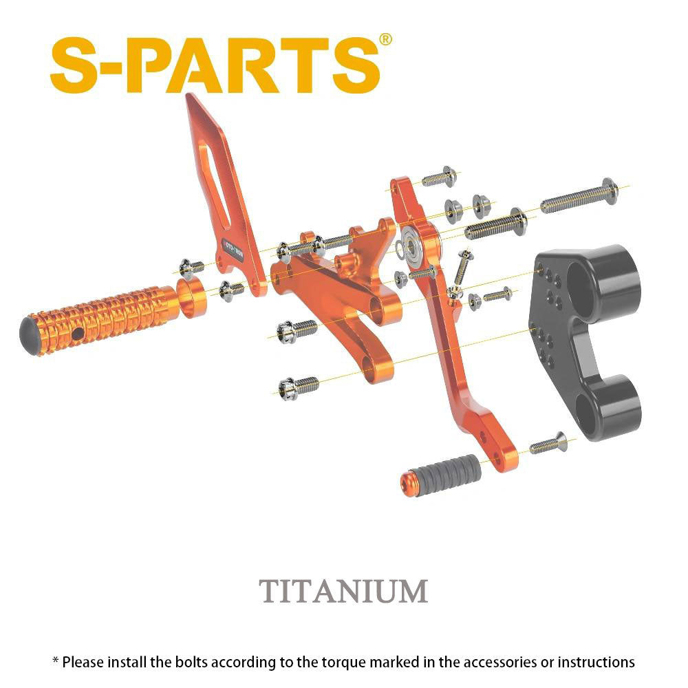 Titanium Bolt Kit for KTM DUKE 790 Rearsets – Left (8pcs) or Right (18pcs) Footpeg Screws