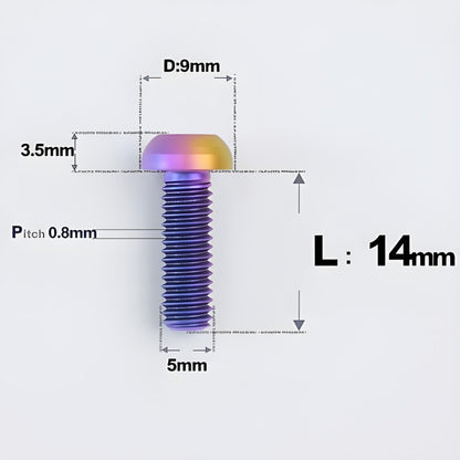 M5x8-34mm Titanium Disc Bolts Button Head Bolts for Water Bottle Cage