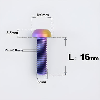 M5x8-34mm Titanium Disc Bolts Button Head Bolts for Water Bottle Cage