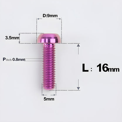 M5x8-34mm Titanium Disc Bolts Button Head Bolts for Water Bottle Cage