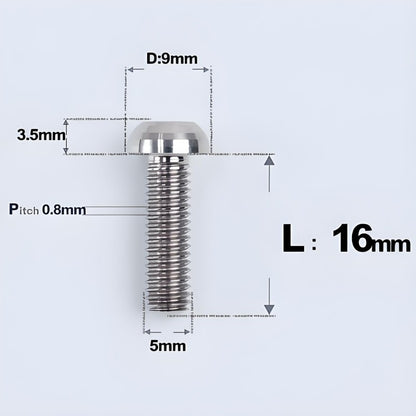 M5x8-34mm Titanium Disc Bolts Button Head Bolts for Water Bottle Cage