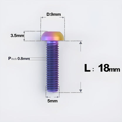 M5x8-34mm Titanium Disc Bolts Button Head Bolts for Water Bottle Cage