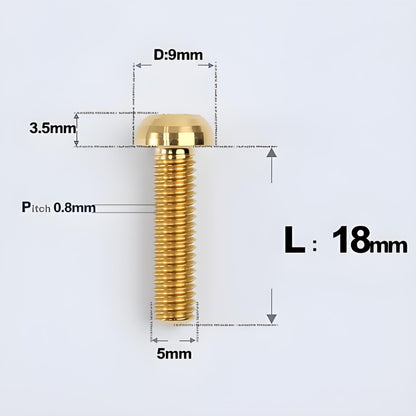 M5x8-34mm Titanium Disc Bolts Button Head Bolts for Water Bottle Cage