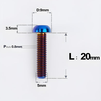 M5x8-34mm Titanium Disc Bolts Button Head Bolts for Water Bottle Cage
