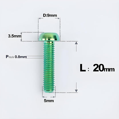 M5x8-34mm Titanium Disc Bolts Button Head Bolts for Water Bottle Cage