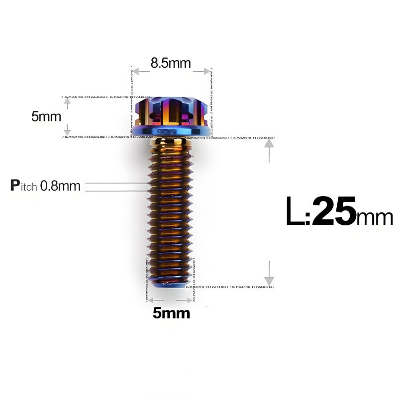 M5 X L6 8 12 30MM Titanium Bolts For Motorcycle