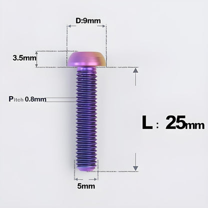 M5x8-34mm Titanium Disc Bolts Button Head Bolts for Water Bottle Cage