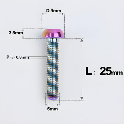 M5x8-34mm Titanium Disc Bolts Button Head Bolts for Water Bottle Cage