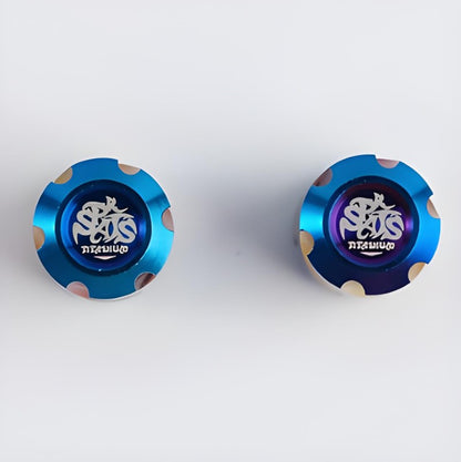 2 PCS Titanium "Star Trek" Schrader Valve Caps – Fits Motorcycles, Bicycle and E-Scooters