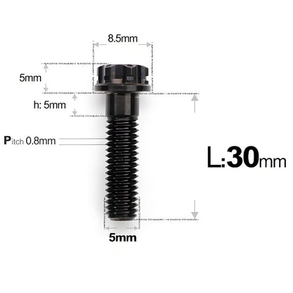 M5 X L6 8 12 30MM Titanium Bolts For Motorcycle