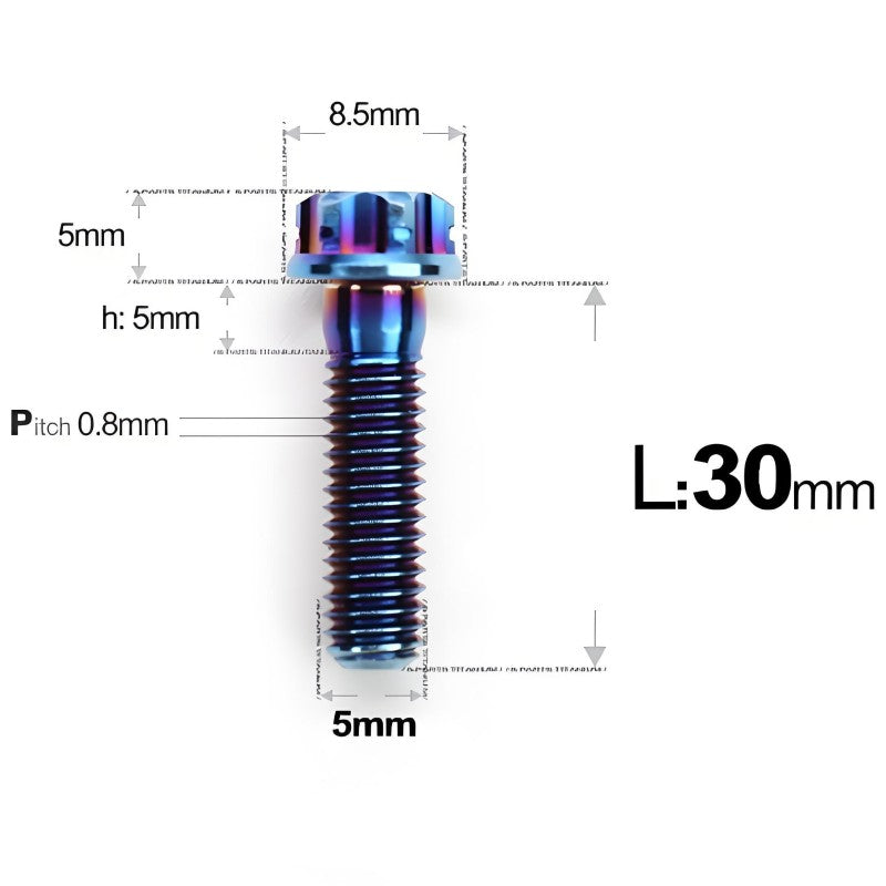 M5 X L6 8 12 30MM Titanium Bolts For Motorcycle