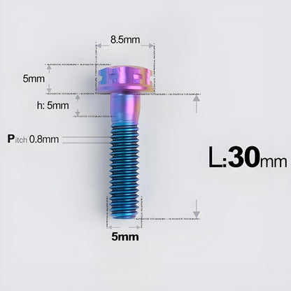 M5 X L6 8 12 30MM Titanium Bolts For Motorcycle