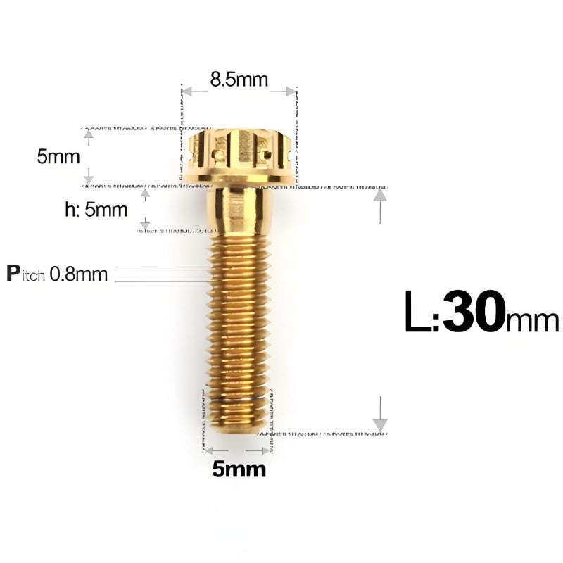 M5 X L6 8 12 30MM Titanium Bolts For Motorcycle