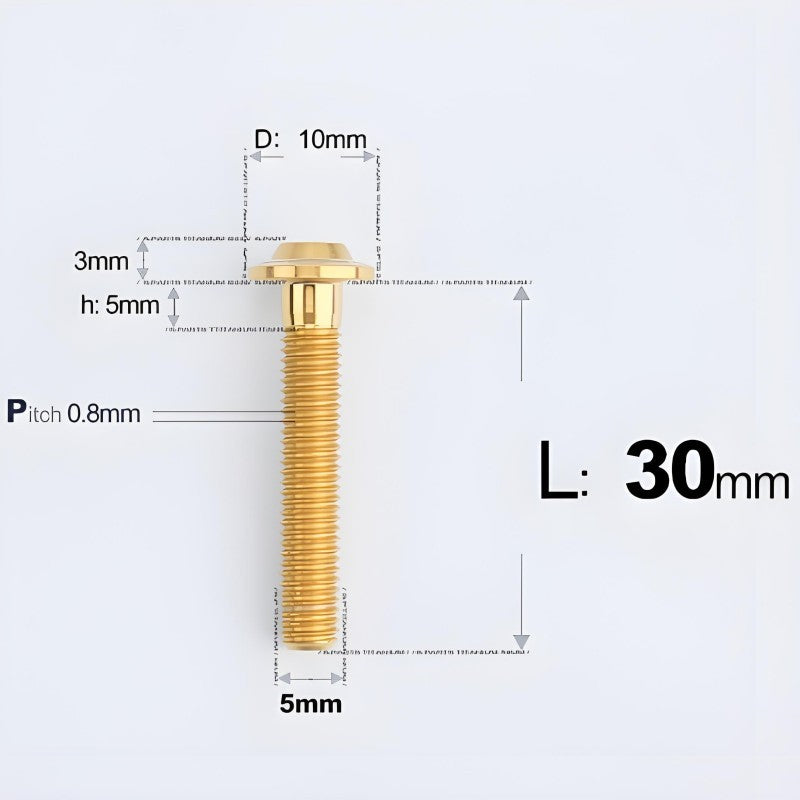 M5x30-50mm Titanium Bolts for E-bike & Motorcycle - D10mm