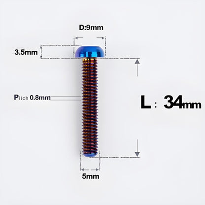 M5x8-34mm Titanium Disc Bolts Button Head Bolts for Water Bottle Cage