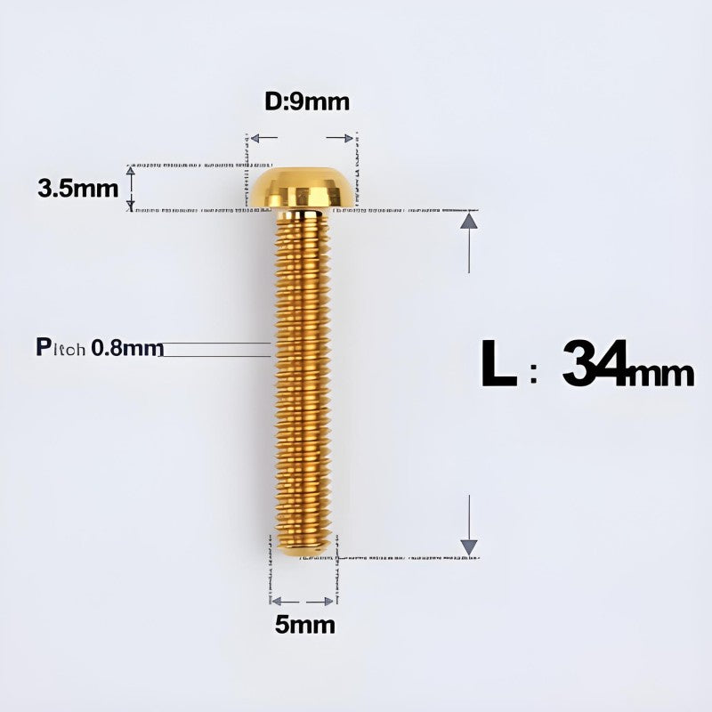 M5x8-34mm Titanium Disc Bolts Button Head Bolts for Water Bottle Cage
