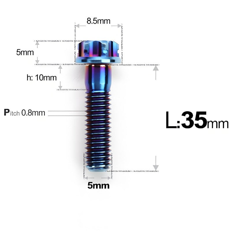 M5 X L35 - 95MM Titanium Bolts For Motorcycle & Bike