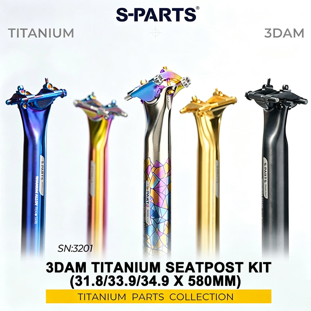 3DAM Titanium Seatpost Kit — 3D-Printed Ti Clamp + Grade 9 Ti Tube (31.8/33.9/34.9 x 580mm)