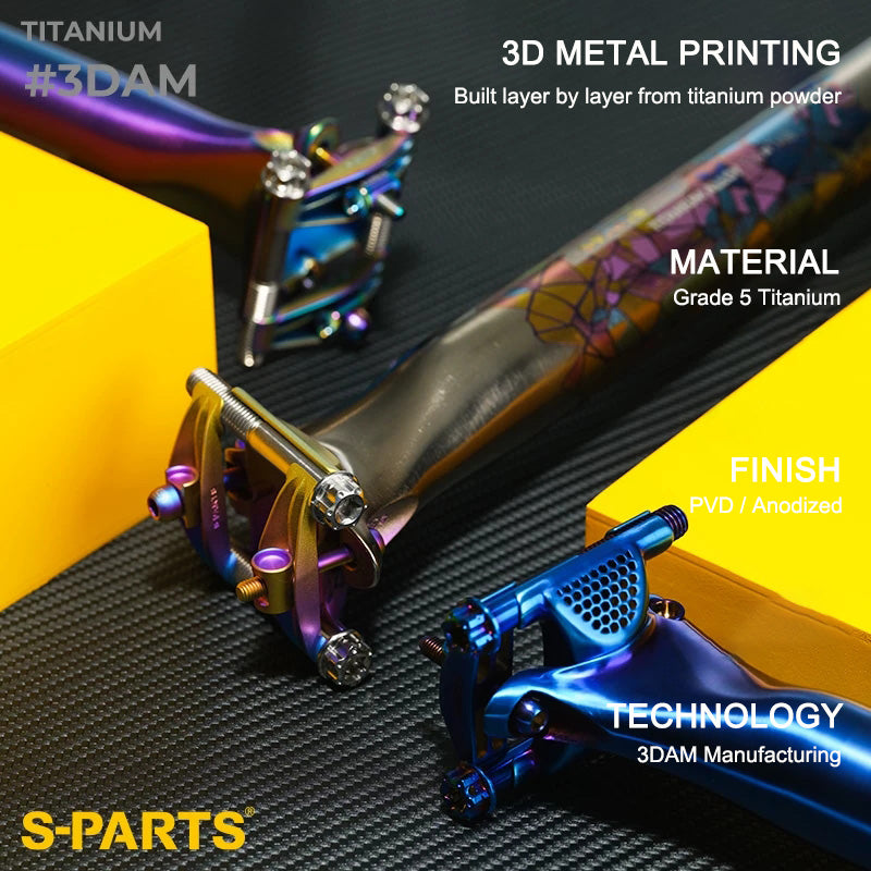 3DAM Titanium Seatpost Kit — 3D-Printed Ti Clamp + Grade 9 Ti Tube (31.8/33.9/34.9 x 580mm)