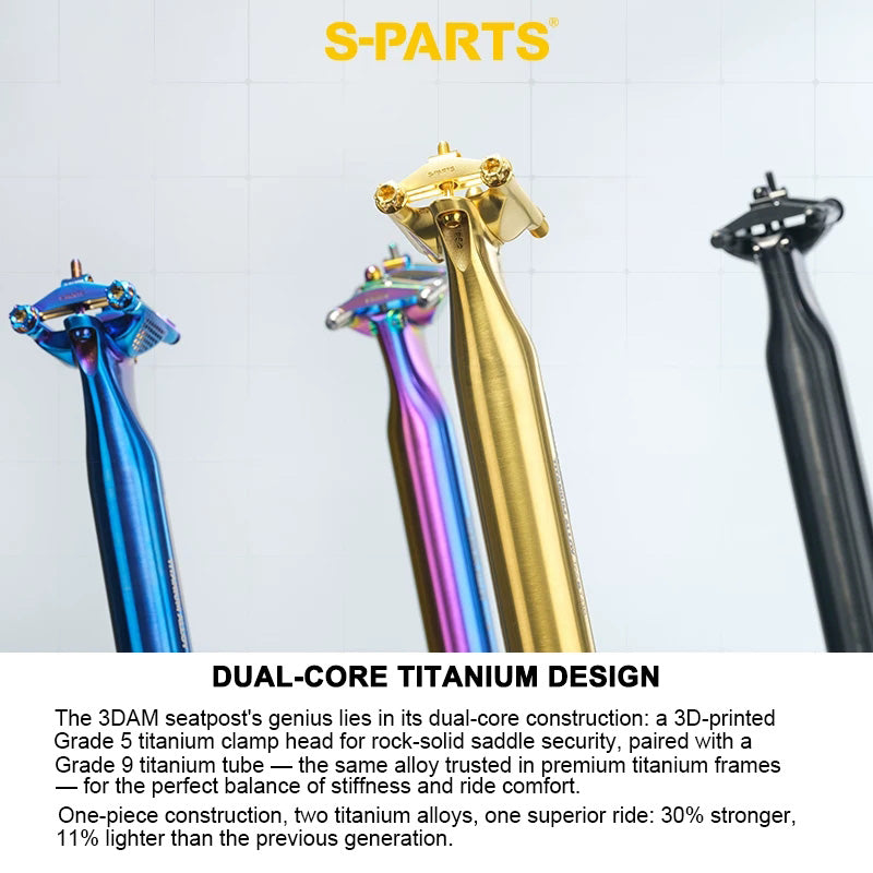 3DAM Titanium Seatpost Kit — 3D-Printed Ti Clamp + Grade 9 Ti Tube (31.8/33.9/34.9 x 580mm)