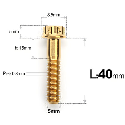M5 X L35 - 95MM Titanium Bolts For Motorcycle & Bike
