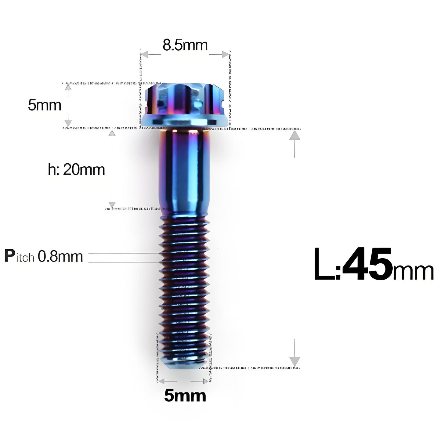 M5 X L35 - 95MM Titanium Bolts For Motorcycle & Bike