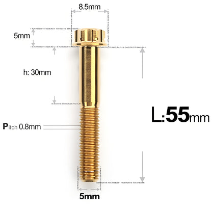 M5 X L35 - 95MM Titanium Bolts For Motorcycle & Bike