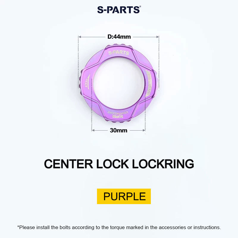 6.1g Grade 5 Titanium External Center Lock Lockring | 44mm 16-Notch Rotor Lockring for Road, Gravel & MTB