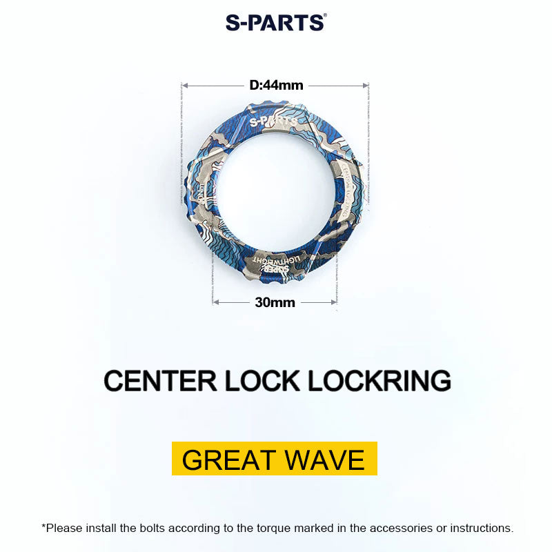 6.1g Grade 5 Titanium External Center Lock Lockring | 44mm 16-Notch Rotor Lockring for Road, Gravel & MTB