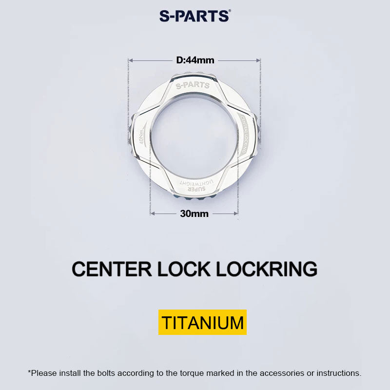 6.1g Grade 5 Titanium External Center Lock Lockring | 44mm 16-Notch Rotor Lockring for Road, Gravel & MTB