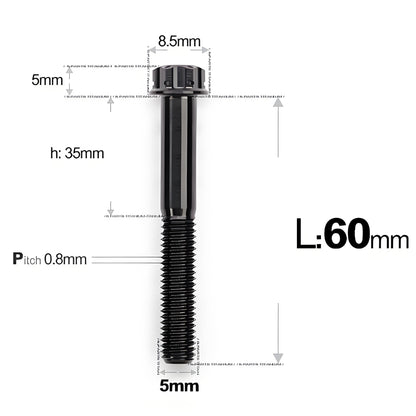 M5 X L35 - 95MM Titanium Bolts For Motorcycle & Bike