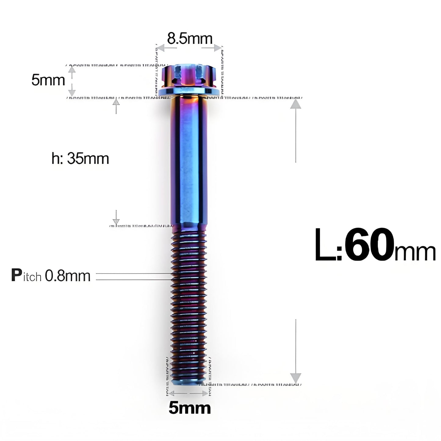M5 X L35 - 95MM Titanium Bolts For Motorcycle & Bike