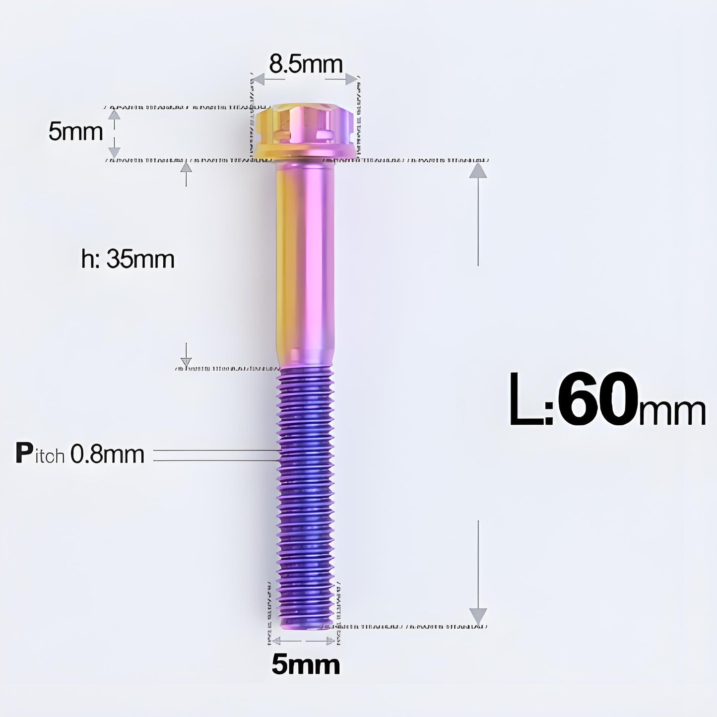 M5 X L35 - 95MM Titanium Bolts For Motorcycle & Bike