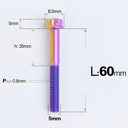 M5 X L35 - 95MM Titanium Bolts For Motorcycle & Bike