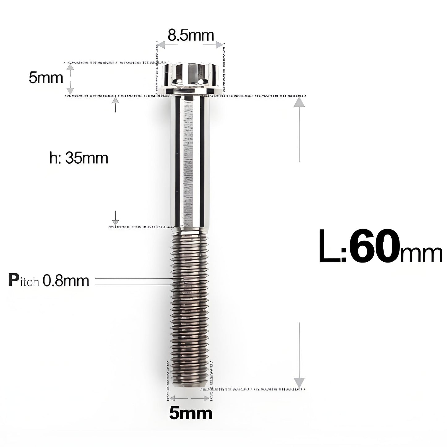 M5 X L35 - 95MM Titanium Bolts For Motorcycle & Bike
