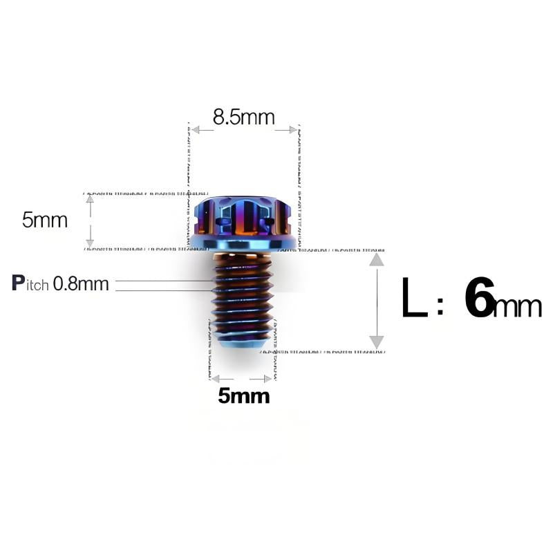 M5 X L6 8 12 30MM Titanium Bolts For Motorcycle