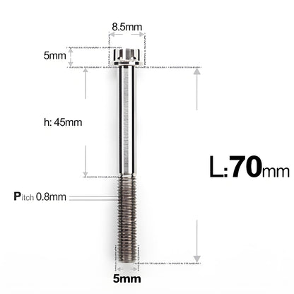 M5 X L35 - 95MM Titanium Bolts For Motorcycle & Bike