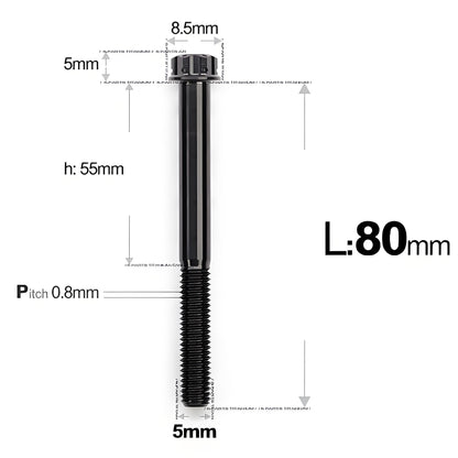 M5 X L35 - 95MM Titanium Bolts For Motorcycle & Bike