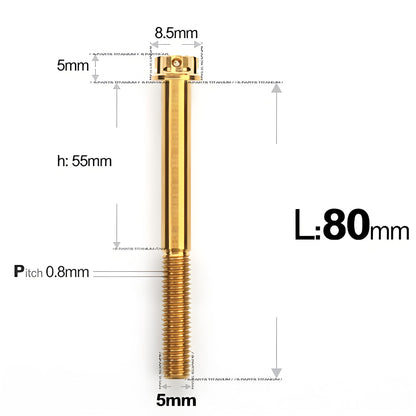M5 X L35 - 95MM Titanium Bolts For Motorcycle & Bike